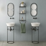 Simas Wave Структура металлическая напольная 30х40х75 см, с раковиной, цвет: черный матовый- фото2