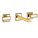 Gessi Eleganza Встраиваемый смеситель для раковины на 3 отверстия, без донного клапана, с изливом, цвет: золото- фото