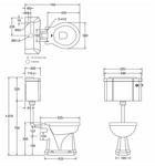 Унитаз на средней трубе с ручкой смыва Burlington P2+C1+T31 CHR- фото2
