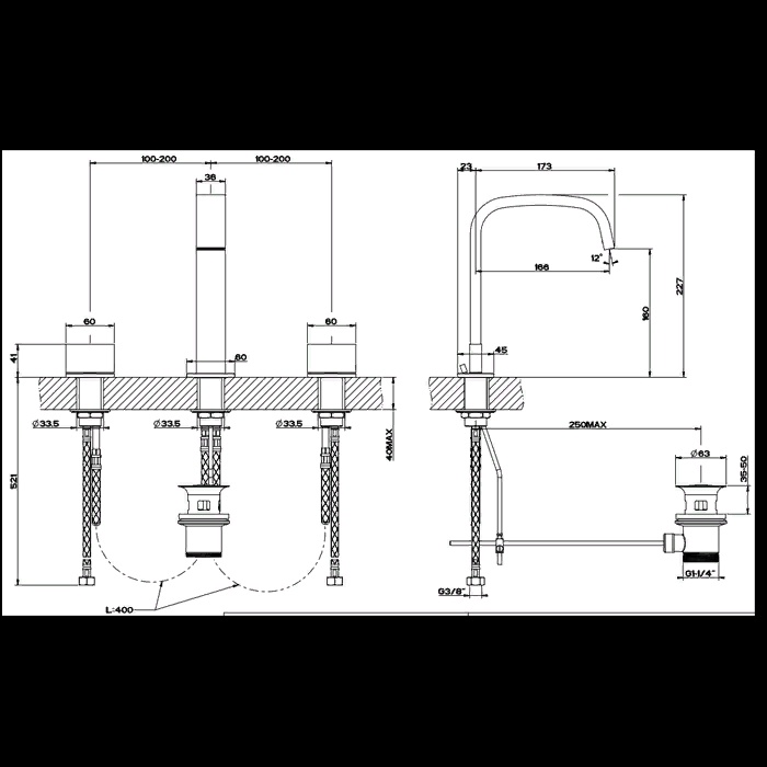 Gessi Rettangolo T     3 ,   ,  166, : 