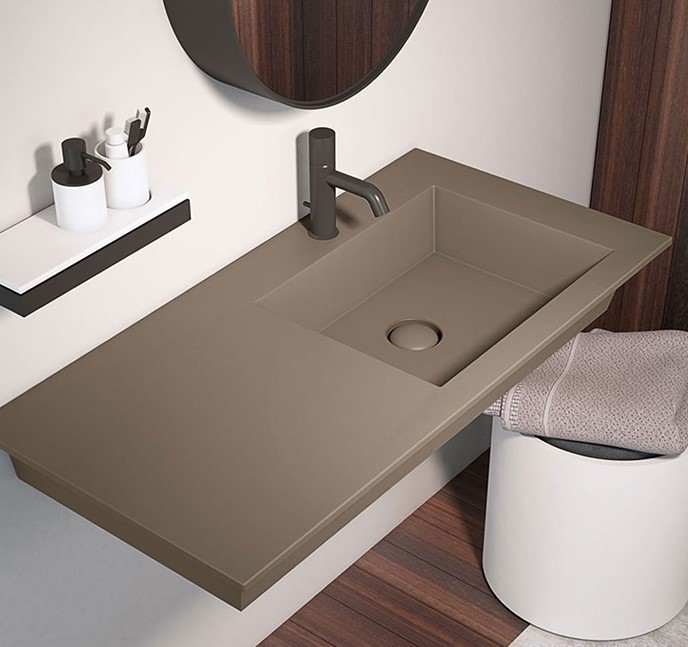 Cielo Era Раковина подвесная 100x46xh14см, DX, с 1 отв., под смеситель, цвет: Fango - фото5