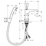 AXOR Citterio E, Набор для биде: ручной душ1jet / смеситель для раковины/однорычажный- фото2