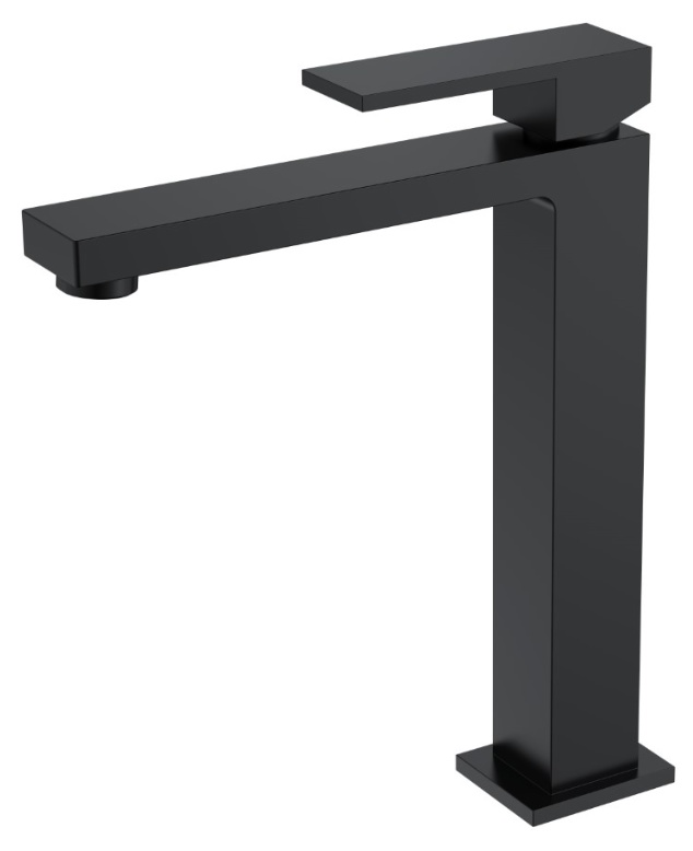 Смеситель для умывальника высокий Boheme Qubic Black Matt 472-B- фото