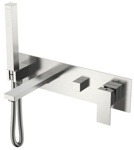 Смеситель для ванны встраиваемый с душ набором Boheme Qubic Brushed Nickel 474-2-NB- фото