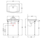 Devon&Devon Westminster Декоративная структура 69.5х50см, с раковиной на 3 отв., цвет: золото/белая- фото2