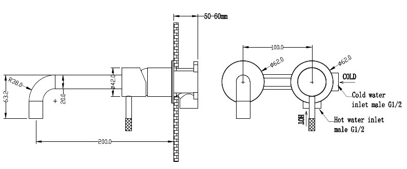 Смеситель скрытого монтажа для умывальника Boheme Uno 465-CR- фото2