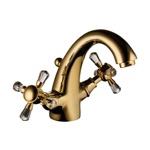 Palazzani Adams высокий смеситель для раковины с донным клапаном золото/сваровски- фото