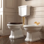 Унитаз Kerasan Retro 1010 с низким бачком в комплекте (золото)- фото