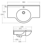 Раковина Althea Ceramica Contract Hola 95- фото2