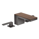 Axor MyEdition Смеситель для раковины, на 3 отв., излив 200мм, со сливным гарнитуром , цвет: полированный черный/орех- фото