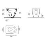 GSI Pura 50 Унитаз приставной 50х36см, слив универсальный- фото2