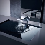 Axor MyEdition Смеситель для раковины, на 1 отв., излив 200мм, со сливным гарнитуром, цвет: хром/черное стекло- фото3