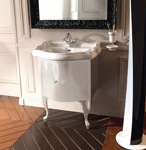 KERASAN Retro Комплект мебели 69см с ручкой кристалом (кольцо: золото), цвет тумбы bianco (белый глянец).- фото