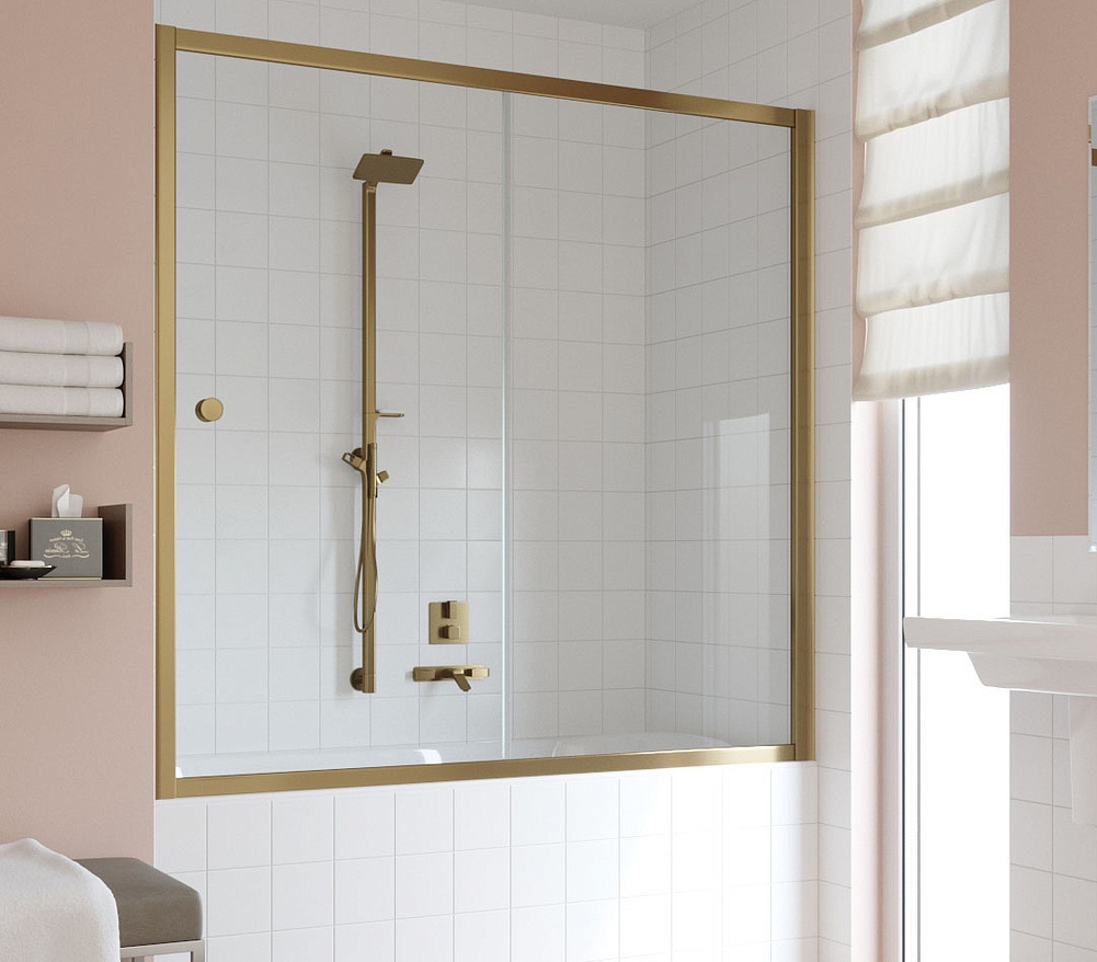 Ограждение на ванну раздвижное Vegas Glass ZV 150см  профиль БРОНЗА - фото