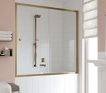 Ограждение на ванну раздвижное Vegas Glass ZV 150см  профиль БРОНЗА- фото