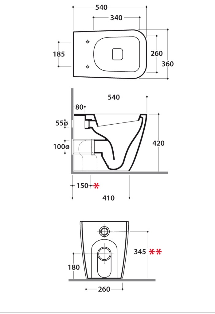 Унитаз напольный 54x36 Globo Stone SSN01.BI - фото2