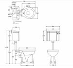 Унитаз Burlington P2+T31 CHR+C3 WAL с низким бачком 44см, с ручкой слива цвета орех- фото2