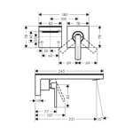 Axor MyEdition Смеситель для раковины, настенный, на 2 отв, излив 245мм., цвет: хром/зеркальное стекло- фото2
