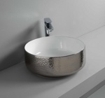 ArtCeram COGNAC Раковина накладная , 42 см, без отв под смеситель, без слив-перелива, цвет белый/affondante platino- фото