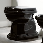 Унитаз напольный Kerasan Retro 1010 приставной слив в пол, черный- фото