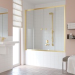 Ограждение на ванну раздвижное Vegas Glass Z2V 150см  профиль бронза- фото