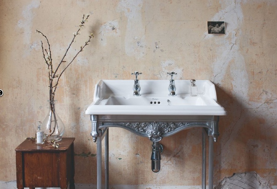 Классическая раковина Burlington Classic на 1,2,3 отверстия с подстольем цвета алюминий- фото2