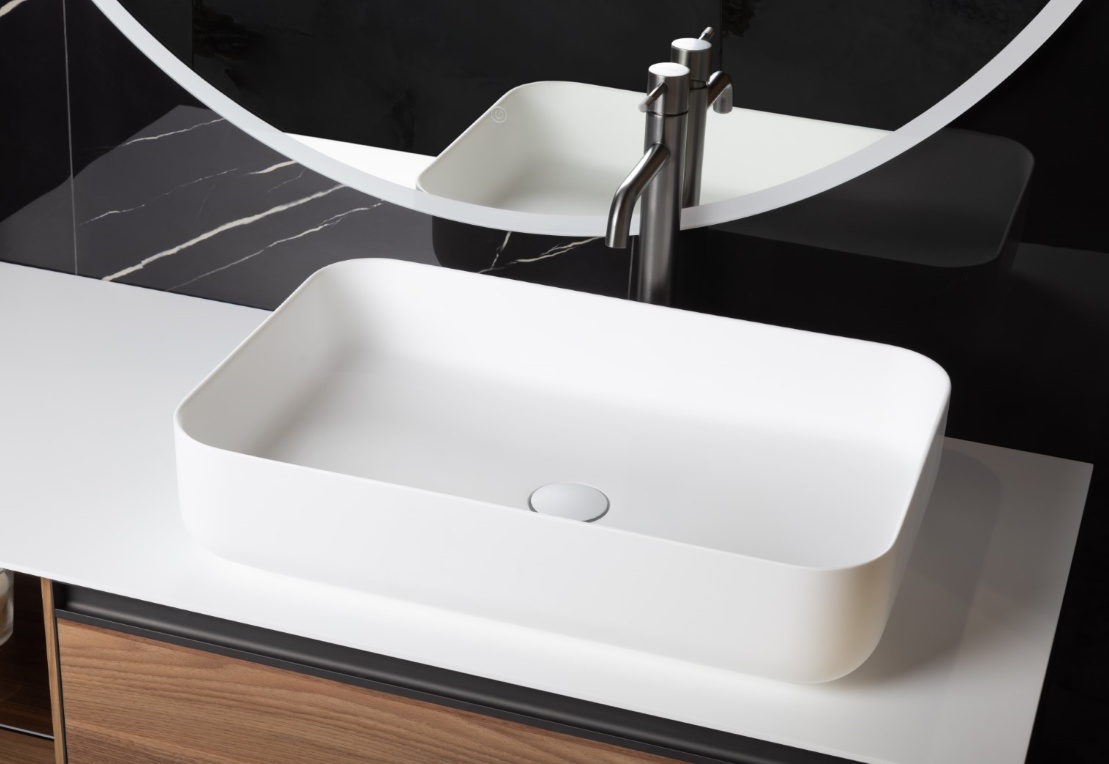 Раковина-чаша Boheme кориан прямоугольная матовая, Slim 600*400*130- фото3