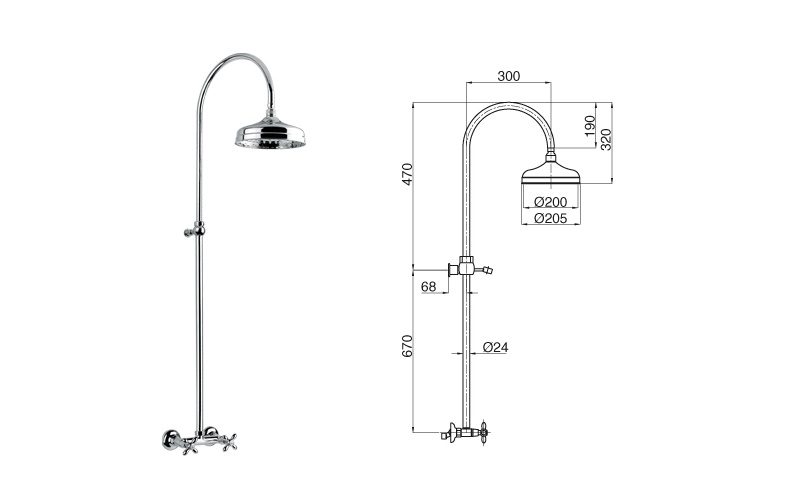 Смеситель внешний с душевой стойкой Bugnatese Princeton Plus 8049