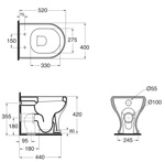 AZZURRA CHARME унитаз напольный 52х40см, слив универсальный- фото2