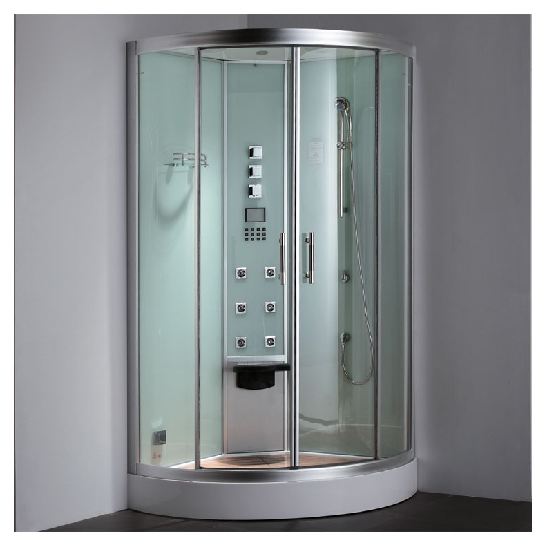 Гидромассажная кабина с турецкой баней EAGO DZ949F8 1000х1000 белое стекло- фото