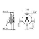 Palazzani Proxima встроенный смеситель для ванны и душа в комплекте хром- фото2