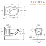 AZZURRA JUBILAEUM биде подвесное с 1 отв под смеситель, с креплением KIT2000CF- фото3