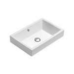GSI Kube Раковина накладная с переливом 50x37 h 9,5см без отв под смеситель, цвет белый- фото