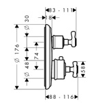 Смеситель с термостатом скрытого монтажа для душа Axor Montreux  - фото3