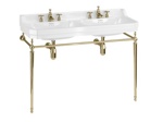 Раковина 120 см двойная Burlington Edwardian B21 1TH+T51 GOLD на 1 или 3 отверcтия с золотым подстольем- фото