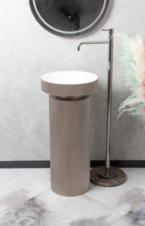 Раковина напольная с пъедесталом Boheme рифленая Corian DELMAR - фото2