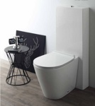 Simas Gambassi Унитаз приставной безободковый 56.5х37,5 см, цвет белый (без креплений F85) с бачком напольным , механизмом слива хром