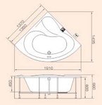 Ванна акриловая PAA CAMILLA 1370 x 1370 x 660 мм  (Латвия)- фото2