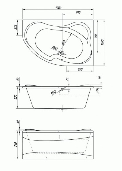 Акриловая ванна Kolpa-san Lulu 170 левая- фото2