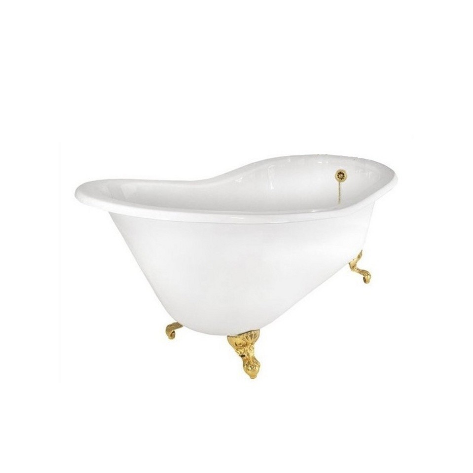 Ванна чугунная RECOR Slipper 154x76 с золотыми ногами- фото2