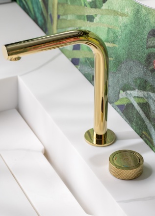 Смеситель автоматический для раковины на 2 отв. Boheme TECH ЗОЛОТО 158-G- фото4