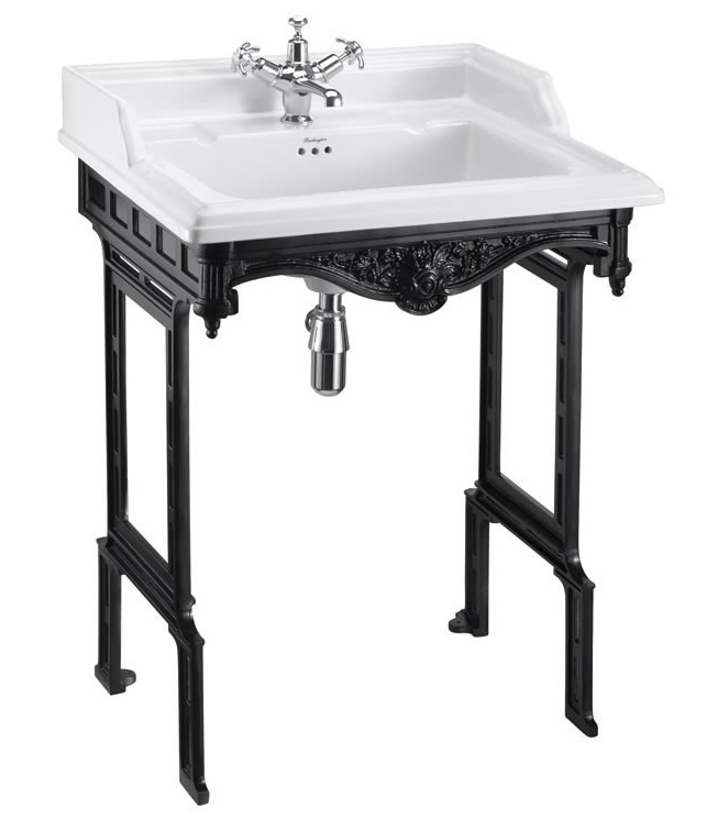 Классическая раковина Burlington Classic на 1,2,3 отверстия с подстольем цвета-черный- фото