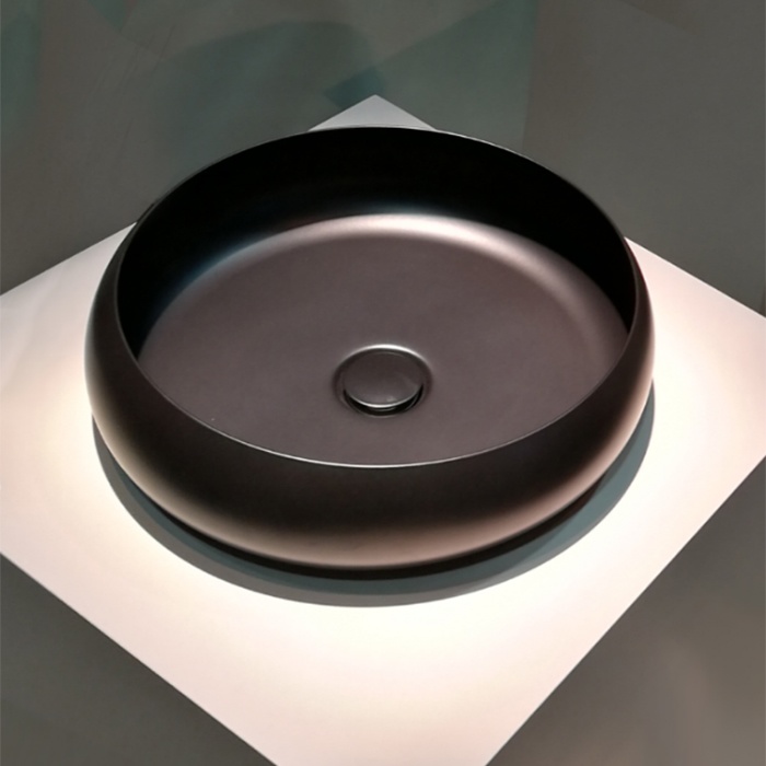 BETTECraft Раковина-чаша на столешницу круглая , 45х45х12 cм, без отв. под смеситель и перелива, цвет черный матовый 400