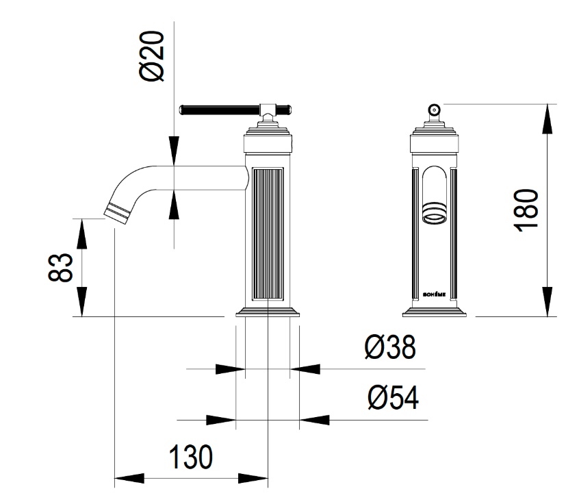 Смеситель для умывальника Boheme ETERNA CHROME 171-CR- фото2
