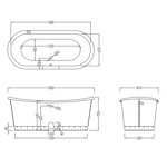 Devon Ambra Ванна чугунная (без отверстий для смесителя),182x81xh70,5cм, свободностоящая, цвет: белый, вн.отделка: листовая медь (без слива-перелива)- фото3
