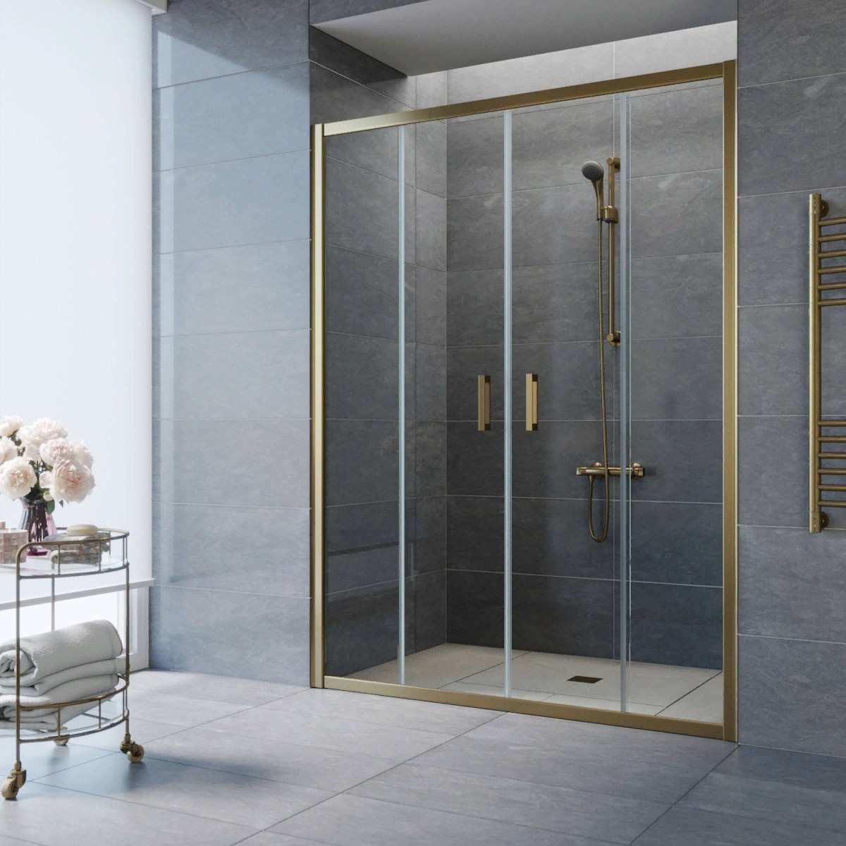 Душевое ограждение в проем Vegas Z2P 150 бронза профиль/прозрачное стекло- фото