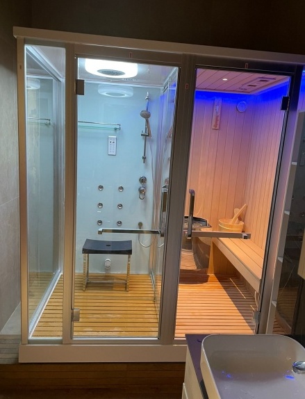 Душевая кабина с финской сауной FRANK F921 R/L 2200х1300- фото6