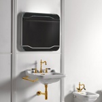 Раковина подвесная Kerasan Waldorf 60см с полотенцедержателем, золото- фото