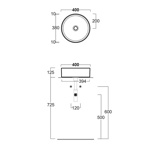 SIMAS Folio Раковина круглая накладная 40x13 см, без отв под смеситель, цвет: белый- фото2