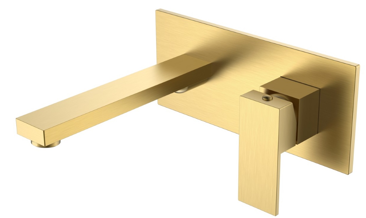 Смеситель для умывальника или ванны из стены Boheme Qubic Matt Gold 475-MG- фото